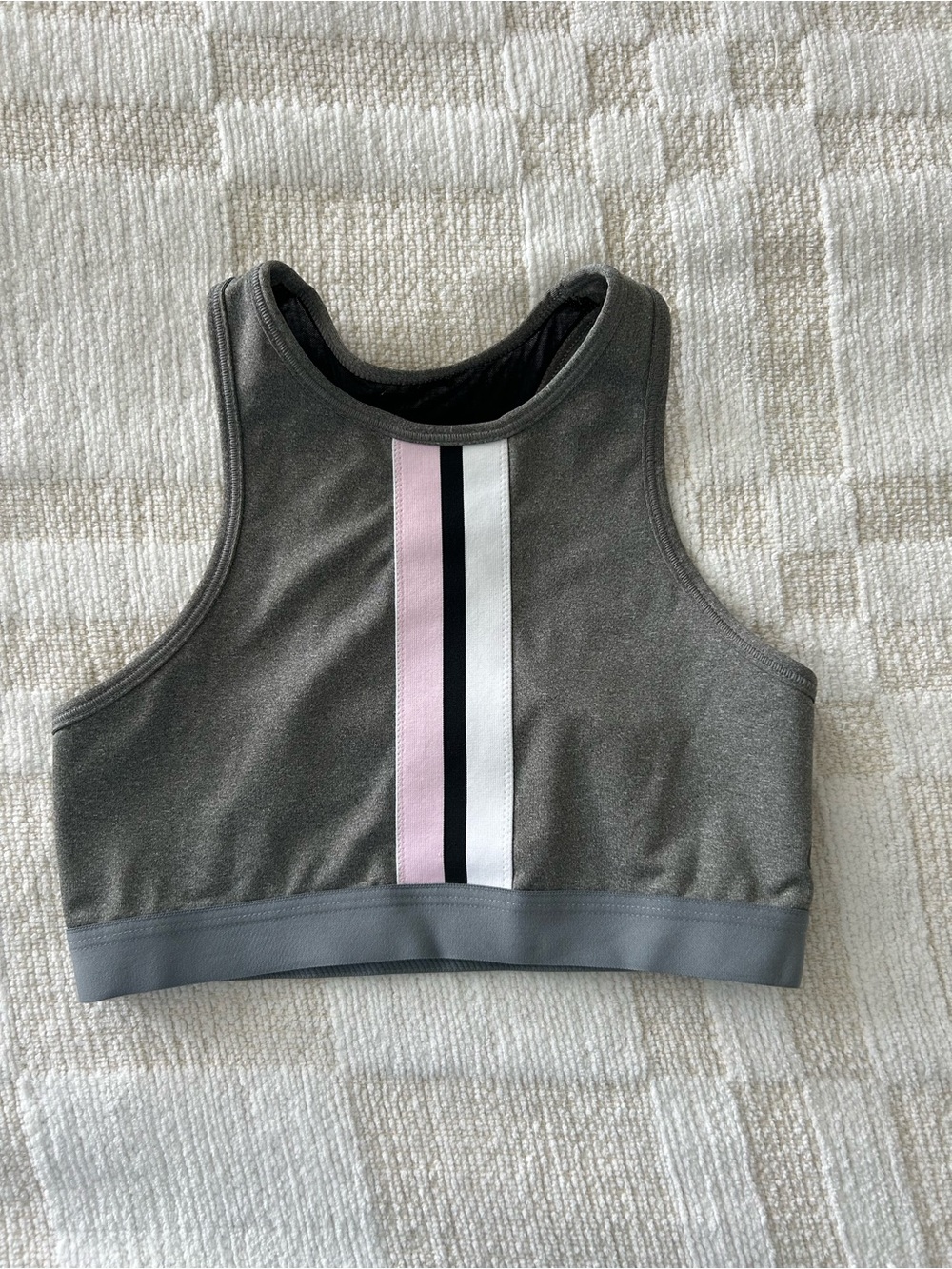 Nike Gray and Black Dri-FIT Sports Bra with Light Blue Band